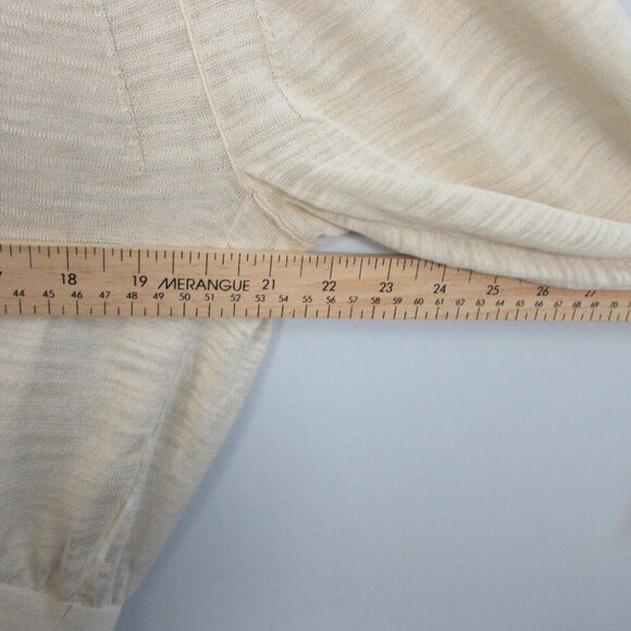 Club Monaco Cropped Top Women's XS Beige Sheer Long Sleeve V-Neck Casual 110 - Picture 5 of 7